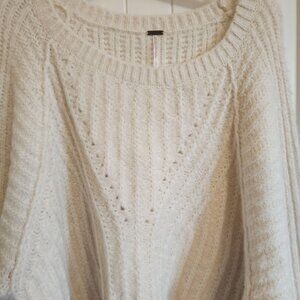 Free People Carter Pullover  L/G Cream Knit Chunky Sweater